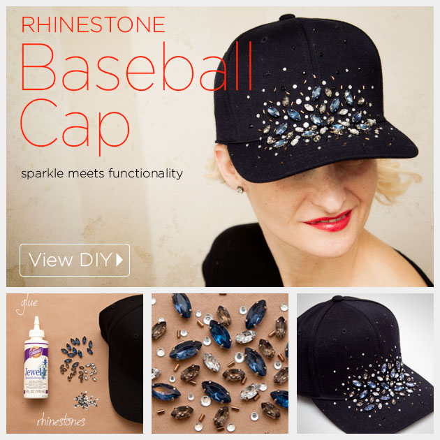 DIY Rhinestone Baseball Cap Tutorial by www.trinketsinbloom.com
