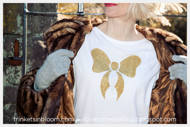 Holiday Gold Bow T-Shirt DIY by Trinkets in Bloom