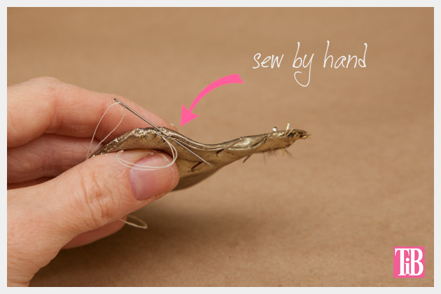 DIY Gold Hair Tie Hand Sewing