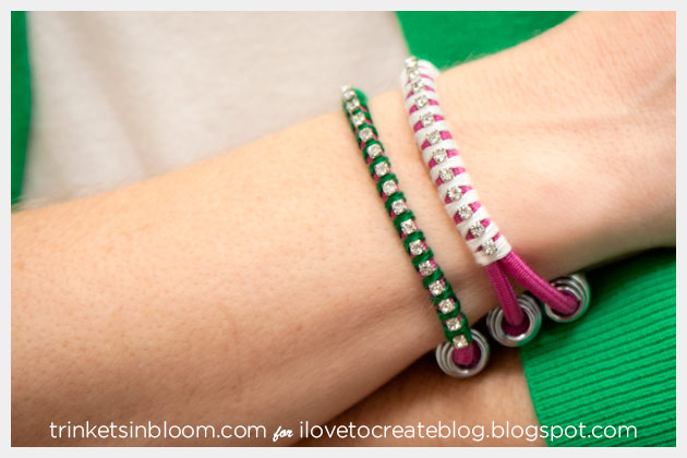 Rhinestone Bungee Bracelet DIY Side View