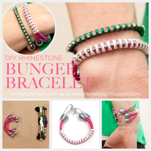 Rhinestone Bungee Bracelet DIY by Trinkets in Bloom