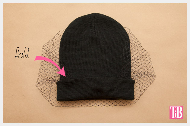 DIY Veiled Beanie Fold up the brim