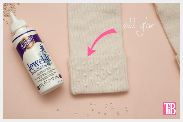 DIY Gloves with Rings Adding Glue