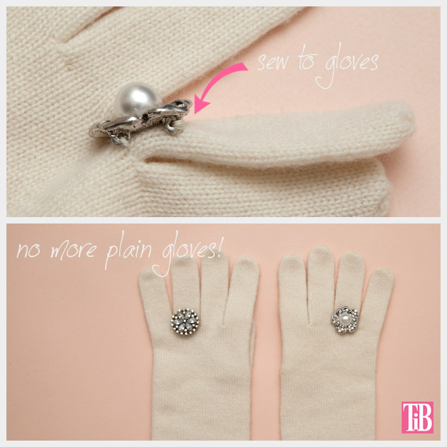 DIY Gloves with Rings Sewing on the rings