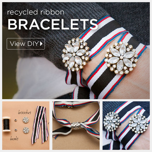 DIY Recycled Ribbon Bracelet by Trinkets in Bloom