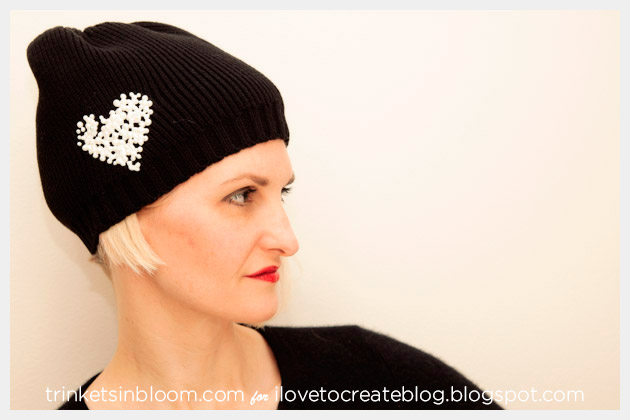 Beaded Heart Beanie DIY Photo