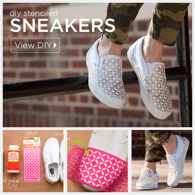 Stenciled DIY Sneakers by Trinkets in Bloom