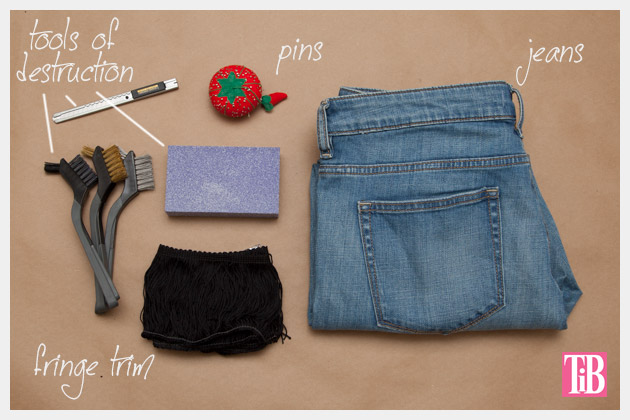 Distressed Fringed Jeans DIY Supplies