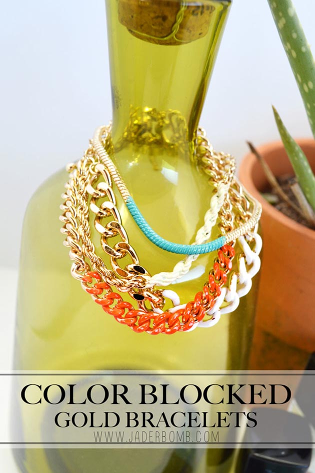 Color Blocked Gold Bracelets DIY