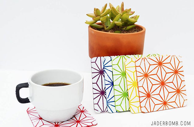 How to make DIY Stenciled Coasters