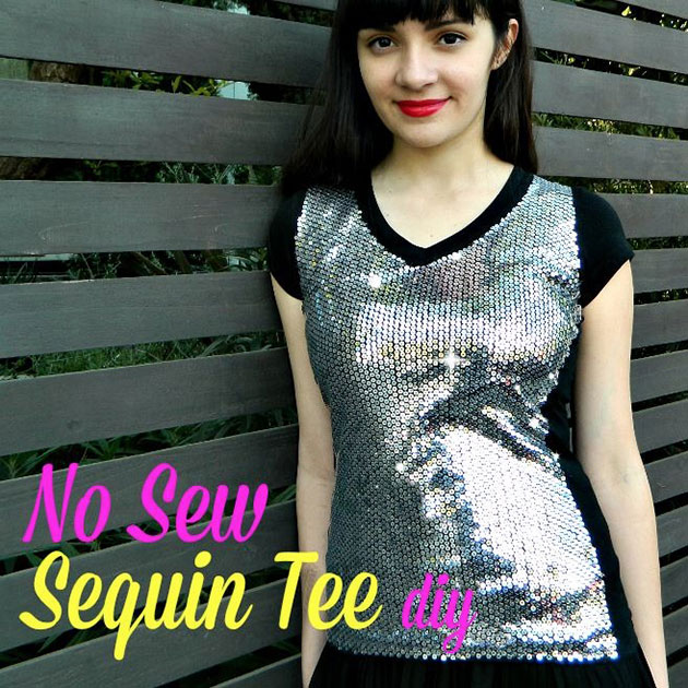 No Sew Sequin Tee DIY