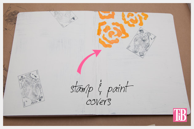 DIY Journals Stamping the Covers