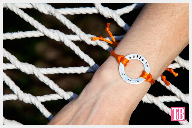 Metal Stamped Believe Bracelet DIY Photo on Hammock