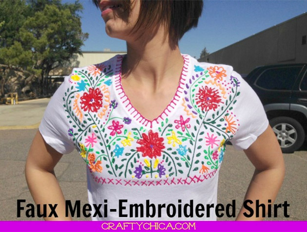 Faux Mexi-Embroidered Shirt