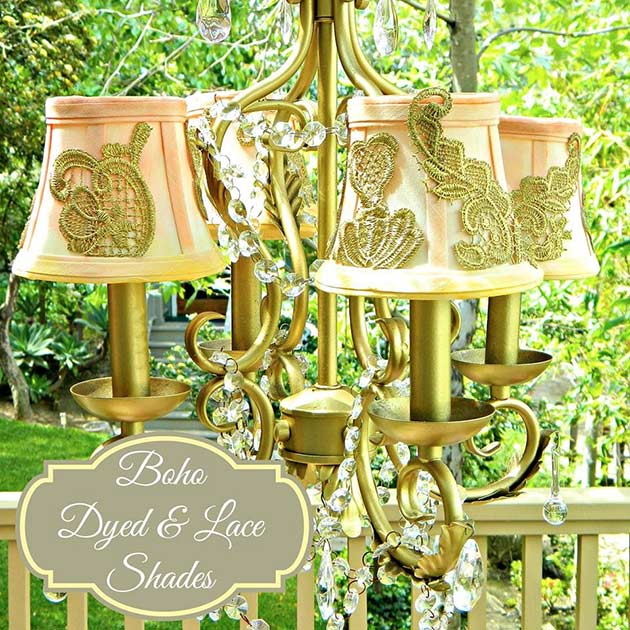 Boho Dyed & Lace Lamp Shades