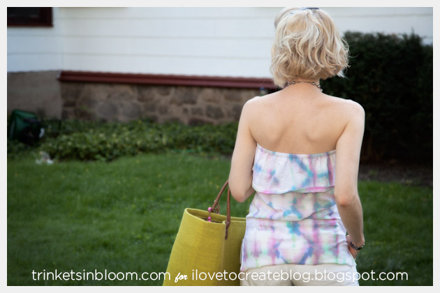 Origami Dyed Ruffle Tube Top Triangle Pattern Back