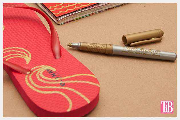 Doodle Flip Flops Drawing with Bic Mark-it Metallic Marker