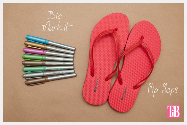 Doodle Flip Flops Bic Mark-it Metallic Markers supplies