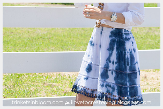 Blue and White Tie Dye Skirt DIY Photo 7 Close Up