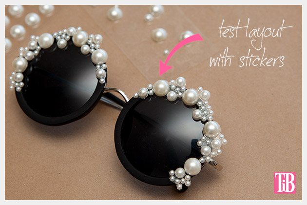 DIY Pearl Sunglasses Adding Pearls