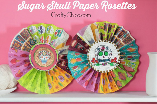 Sugar Skull Paper Rosettes by Crafty Chica #ThursDIY