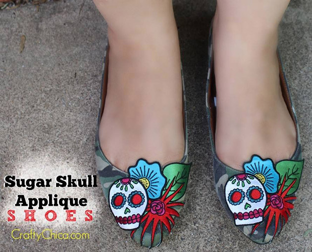 Sugar Skull Applique Shoes by Crafty Chica