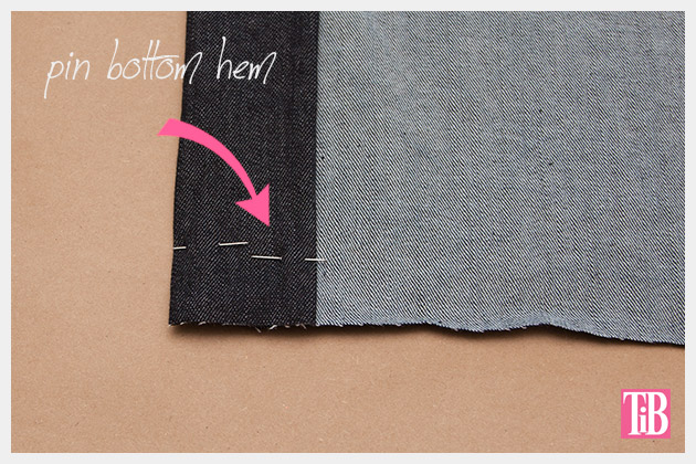 DIY Patched Skirt Folding and Pinning Bottom Hem