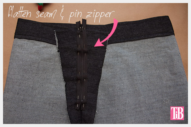 DIY Patched Skirt Pinning Zipper
