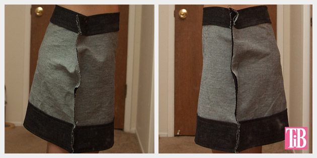 DIY Patched Skirt Pinned Side Views