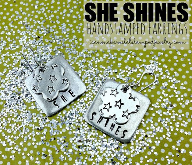 She Shines Hand Stamped Earrings by Margot Potter