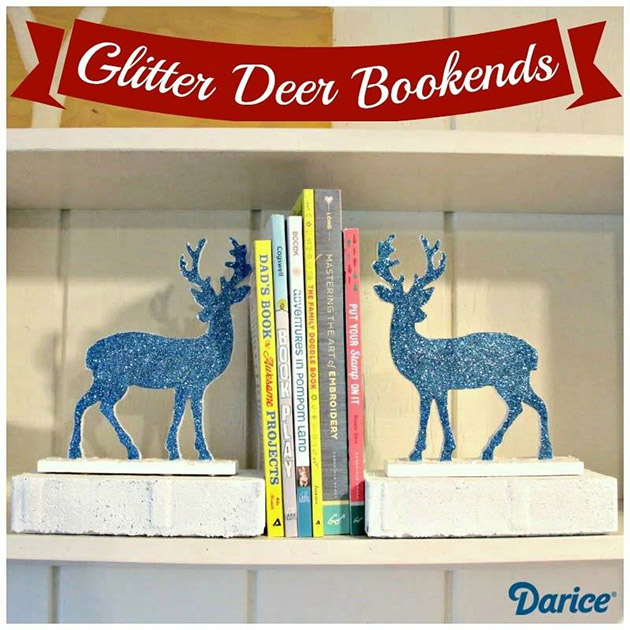 Reversible Glitter Deer DIY Bookends by Heather Mann