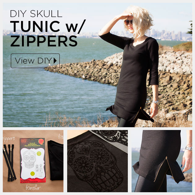 Skull Tunic with Zippers DIY Tutorial by Trinkets in Bloom