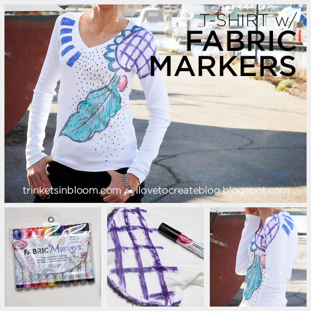 Abstract T-Shirt with Fabric Markers by Trinkets in Bloom