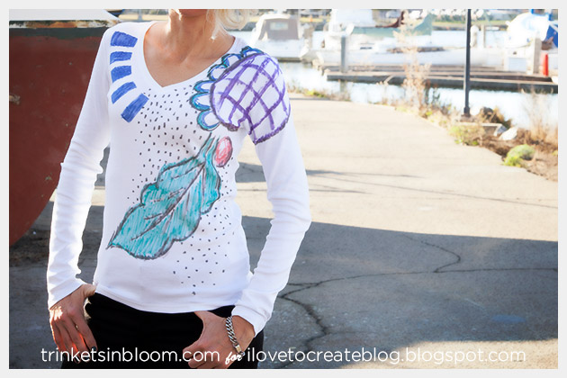 Abstract T-Shirt with Fabric Markers by Trinkets in Bloom