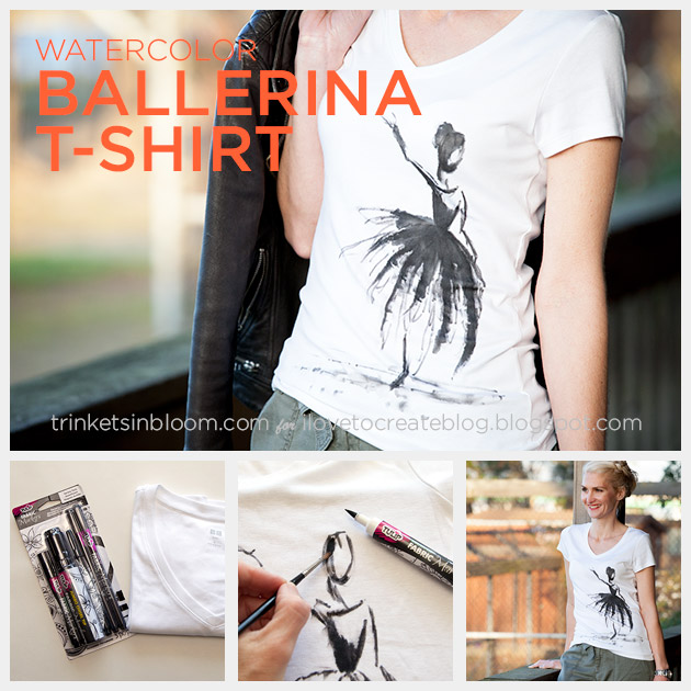 Watercolor Ballerina T-Shirt DIY Feature on Trinkets in Bloom