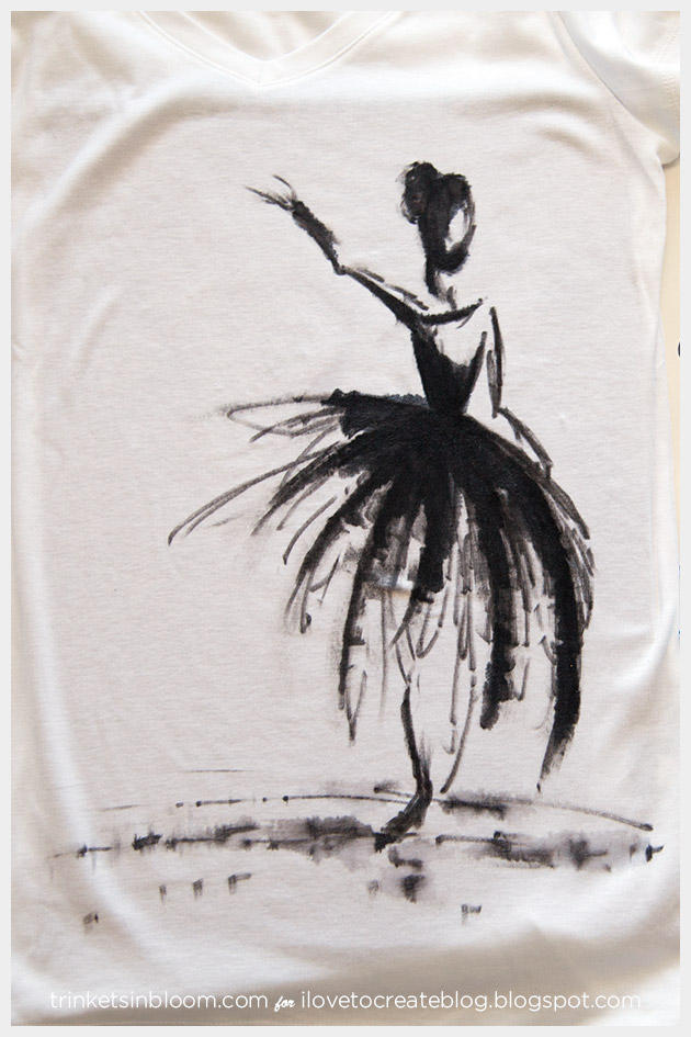 Watercolor Ballerina T-Shirt Finished