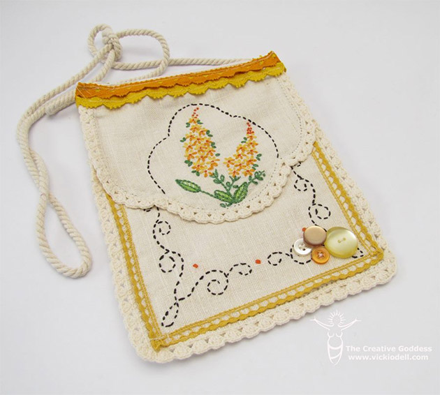Vintage Needlework Small Bag by Vicki O'Dell