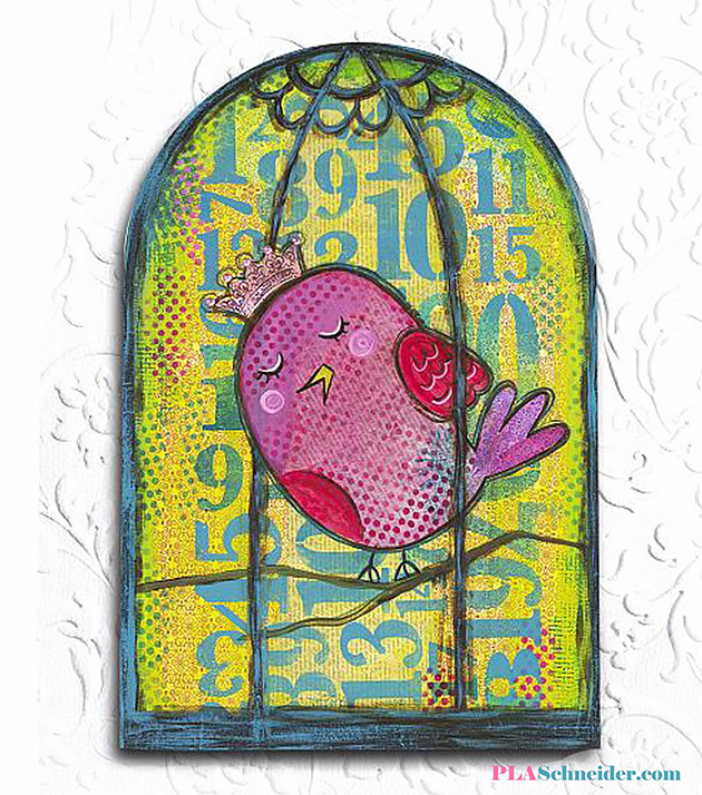 Mixed Media Caged Bird by PLA Schneider