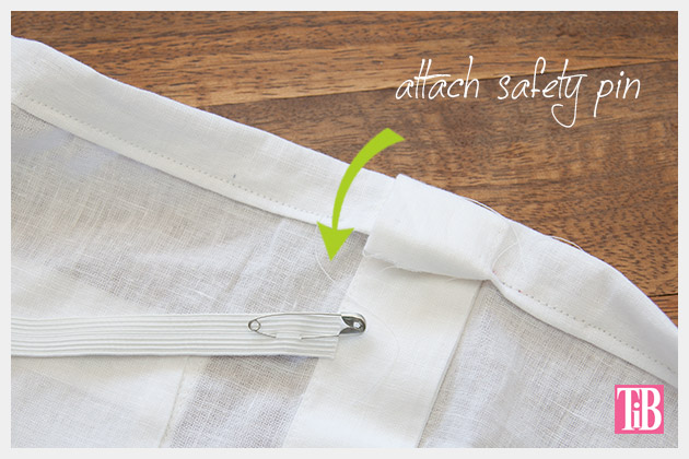 DIY Off the Shoulder Top safety pin and elastic