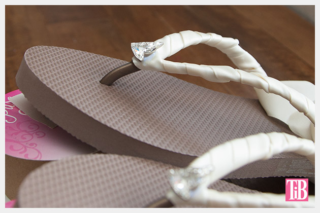 Chanel Inspired Flip Flops letting glue dry