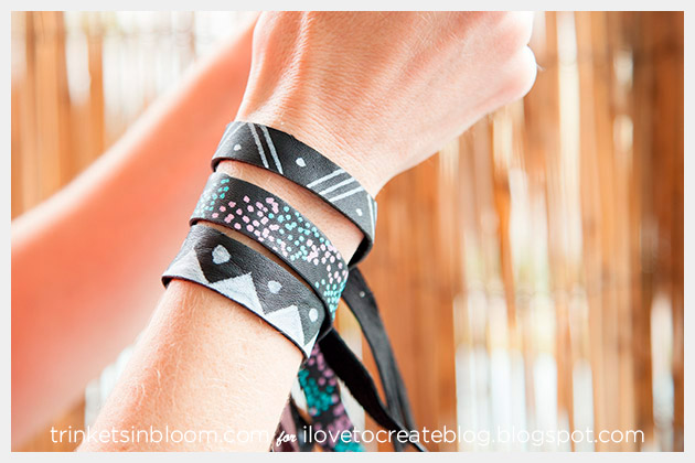 DIY Leather Bracelets with Opaque Fabric Markers