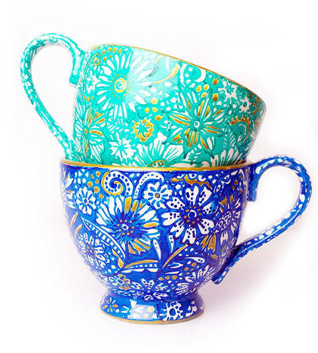 Blue China Inspired Mugs by Alisa Burke