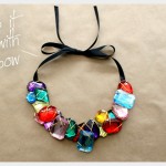 Wire Wrapped Large Stone Necklace with Ribbon DIY