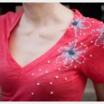 Hand Painted DIY Embellished T-Shirt Close Up