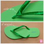 Green and Gold DIY Flip Flops Wrapping Detail