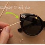 DIY Sunglasses with Silver Nailheads Gluing