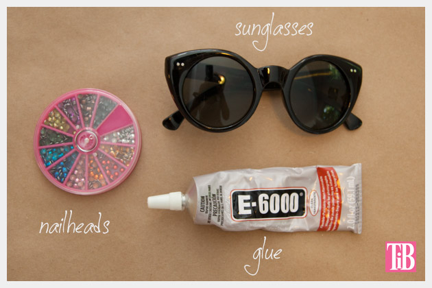 DIY Sunglasses with Silver Nailheads Side View