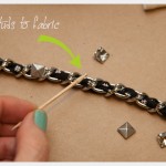 Dear Stella Fabrics DIY Woven Chain Bracelet Gluing Studs