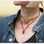 Gold Cord and Leather Necklace DIY Close Up
