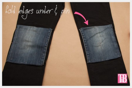 black and white patched jeans